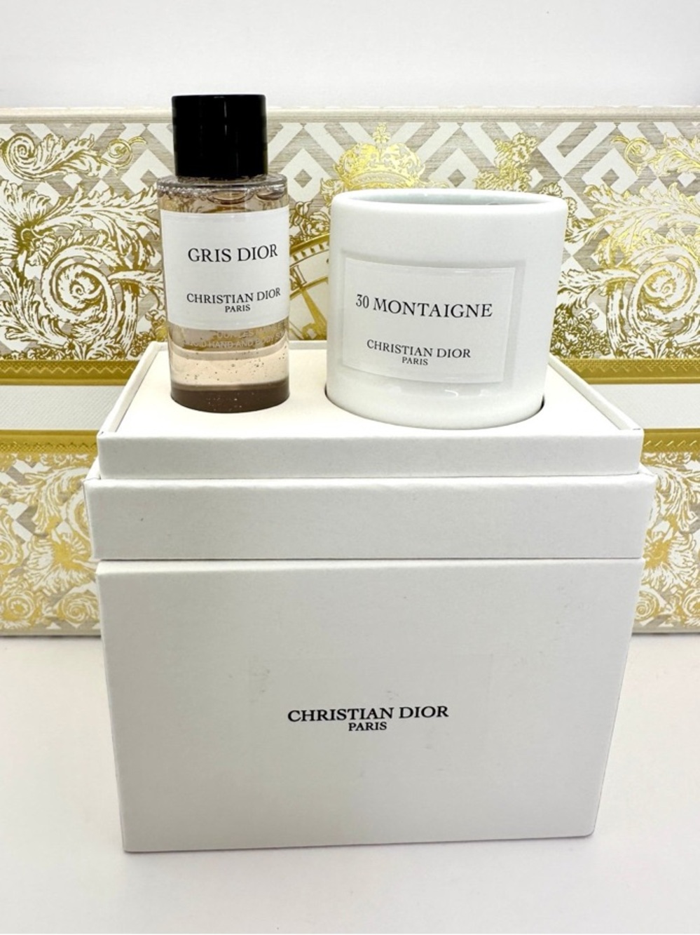 GRIS DIOR Hand & Body Soap & 30 MONTAIGNE SCENTED candle 35g Set